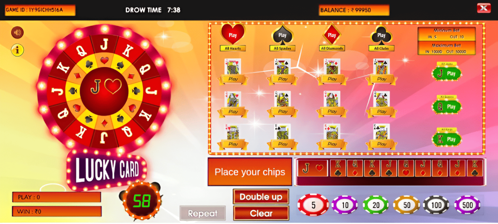 Casino game interface with betting options